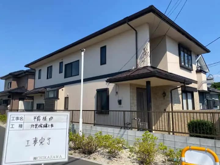 施工完了時の様子|CHIKAZAWA|所沢市、狭山市、川越市、東村山市の地域密着型施工会社|外壁工事、屋根工事、塗装工事、雨樋工事、内装工事を中心とした施工・修理・修繕が得意な職人集団です!所沢市、狭山市、川越市、東村山市のお客様とお客様の住まいについて一緒に考えるアットホームな施工会社です。